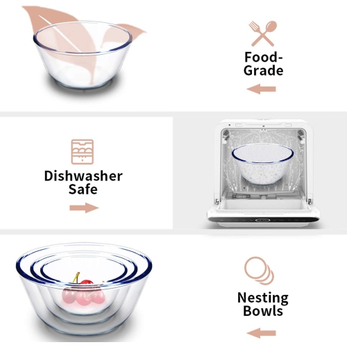 Glass Mixing Bowl,High Borosilicate Glass Mixing Salad Bowls Large Kitchen Nesting