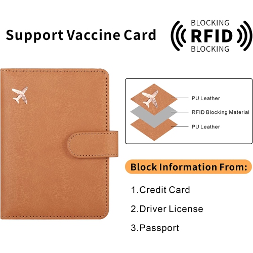 Porte-passeport, fentes pour cartes de passeport, joli porte-passeport pour femmes/hommes, portefeuille de voyage étanche à blocage RFID,