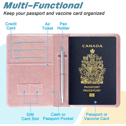 Passport Holder Premium PU Leather Travel Passport Wallet RFID Blocking Passport Cover Case Travel Documents