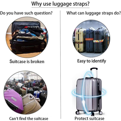 Adjustable Travel Luggage Strap Suitcase Belt Travel Bag Accessories 1.96 in W x 6.23 ft L