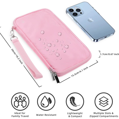 Family Passport Holder & Travel Wallet, RFID Blocking Family Passport Wallet Travel Document Organize Zipper