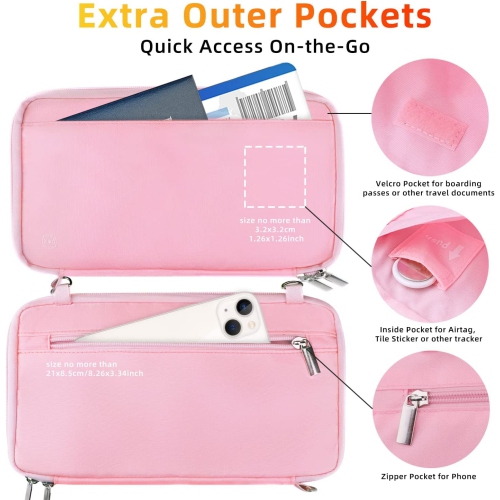 Family Passport Holder & Travel Wallet, RFID Blocking Family Passport Wallet Travel Document Organize Zipper