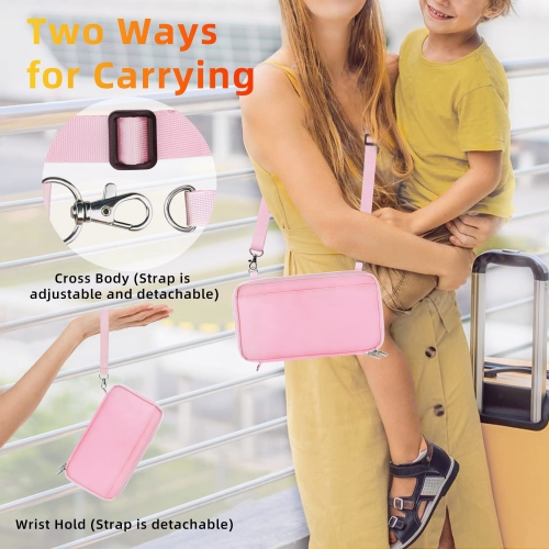 Family Passport Holder & Travel Wallet, RFID Blocking Family Passport Wallet Travel Document Organize Zipper