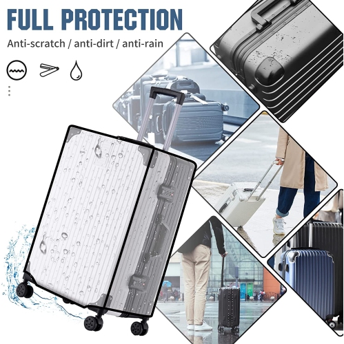 Le protecteur de valise est une valise de voyage en PVC à l’épreuve de la poussière dotée d’un manchon pour poignée de valise envoyé au hasard