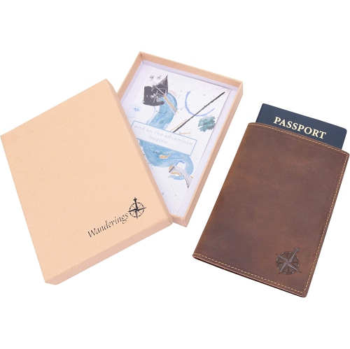 Leather Passport Holder Travel Wallet - RFID Blocking Genuine Leather Passport Wallet for Men and Women, Leather Wallet