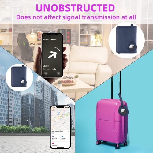 Porte-passeport et porte-carte pour aspirateur AirTag, portefeuille passeport de voyage à blocage RFID avec carte pour vaccin