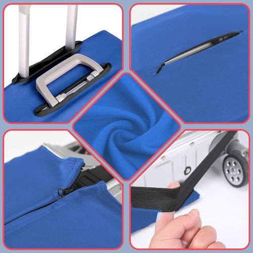 Housse de protection de valise de voyage, sac protecteur de valise lavable à roulettes élastiques avec autocollants de bagage étanches