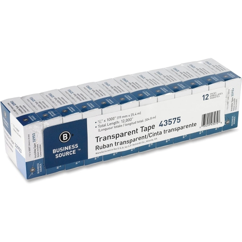 43575 43575 Transparent Tape, 3/4 by 1000-Inch, Clear, 12-Pack