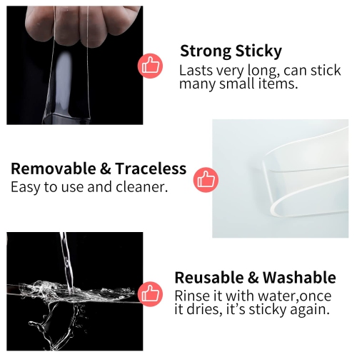 Double Sided Tape Heavy Duty(2 Pack, Total 32.8ft), Strong Sticky Tape Multipurpose Nano Tape, Removable &