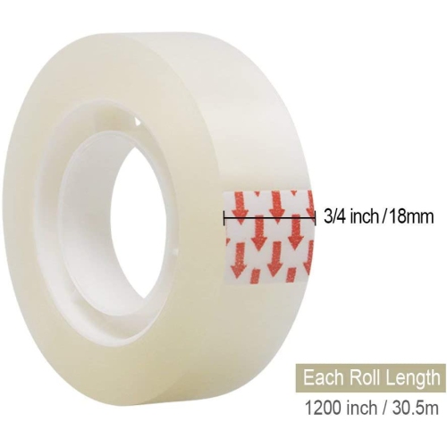 Transparent Tape Clear Tape 3/4 x 1200 inches Tape Refill Roll for Office Shop School - 14 Rolls