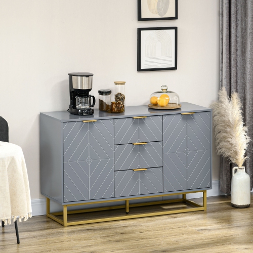HOMCOM – Buffet de 47 po avec rangement, bar à café contemporain avec tablettes ajustables et pattes en métal, armoire de rangement de cuisine à
