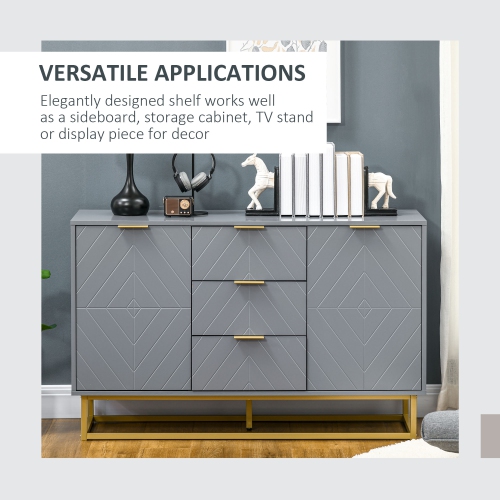 HOMCOM – Buffet de 47 po avec rangement, bar à café contemporain avec tablettes ajustables et pattes en métal, armoire de rangement de cuisine à