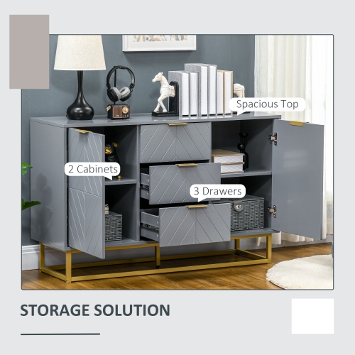 HOMCOM – Buffet de 47 po avec rangement, bar à café contemporain avec tablettes ajustables et pattes en métal, armoire de rangement de cuisine à