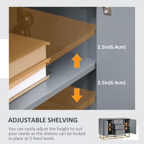 HOMCOM – Buffet de 47 po avec rangement, bar à café contemporain avec tablettes ajustables et pattes en métal, armoire de rangement de cuisine à