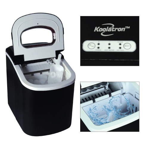 Koolatron – machine à glaçons automatique portative, 1,85 L, noir, petit ou LG Ice en 7 minutes, autonettoyage
