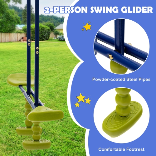 Gymax 440 lbs Swing Set 3-in-1 Kids Swing Stand w/ Swing Gym Rings Glider for Backyard