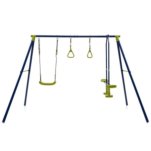 Gymax 440 lbs Swing Set 3-in-1 Kids Swing Stand w/ Swing Gym Rings Glider for Backyard