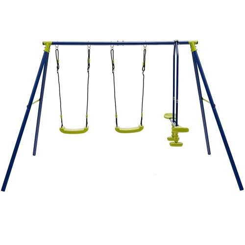 Gymax 440 lbs Swing Set 2-in-1 Kids Swing Stand w/ Two Swings & One Glider for Backyard