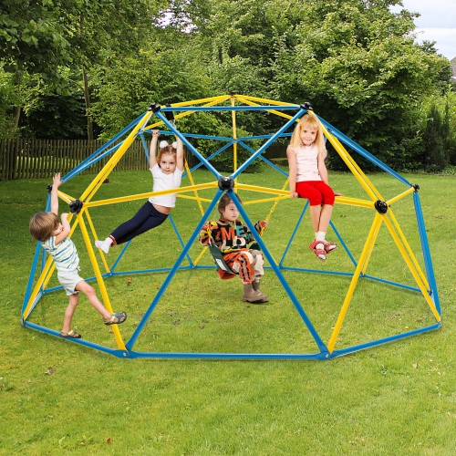 Gymax 10 FT Climbing Dome w/ Swing Outdoor Kids Play Jungle Gym