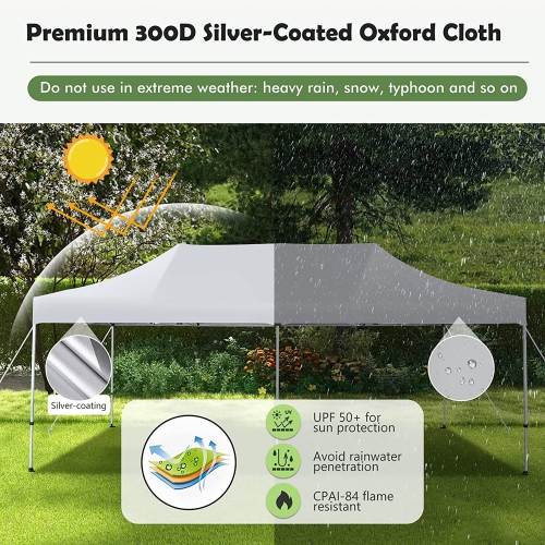 Gymax 10 x 20FT Patio Pop-Up Folding Canopy Tent UPF 50+ Instant Sun Shelter White