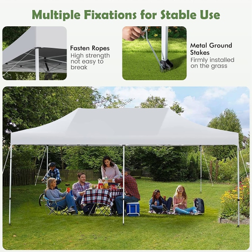 Gymax 10 x 20FT Patio Pop-Up Folding Canopy Tent UPF 50+ Instant Sun Shelter White