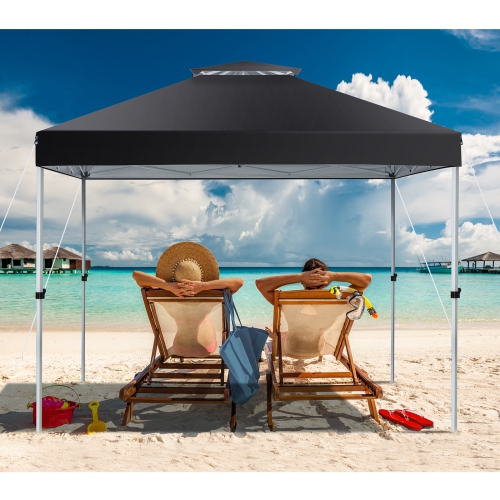 Gymax 2-Tier 10' x 10' Pop-up Canopy Tent Instant Gazebo Adjustable Carry Bag w/ Wheel