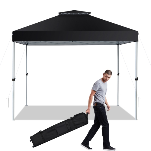 Gymax 2-Tier 10' x 10' Pop-up Canopy Tent Instant Gazebo Adjustable Carry Bag w/ Wheel