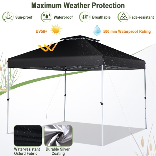 Gymax 2-Tier 10' x 10' Pop-up Canopy Tent Instant Gazebo Adjustable Carry Bag w/ Wheel
