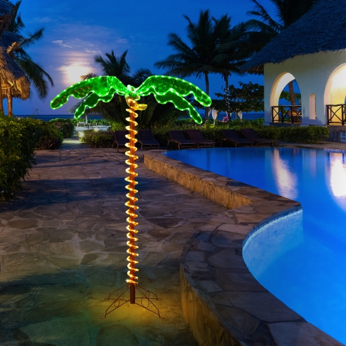 Gymax 5ft Pre-lit LED Rope Light Palm Tree Hawaii-Style Holiday Decor w/ 198 LED Lights