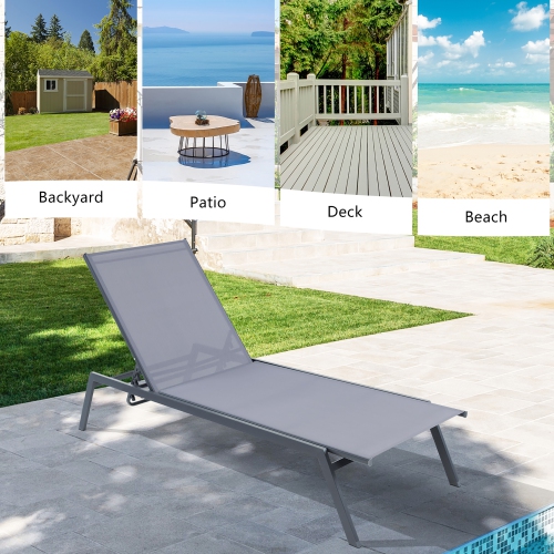Gymax Patio 6-Position Adjustable Lounge Chair Outdoor Reclining Chair Poolside