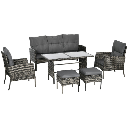 Outsunny 6 Pieces Patio Furniture Set, Conversation Set Wicker