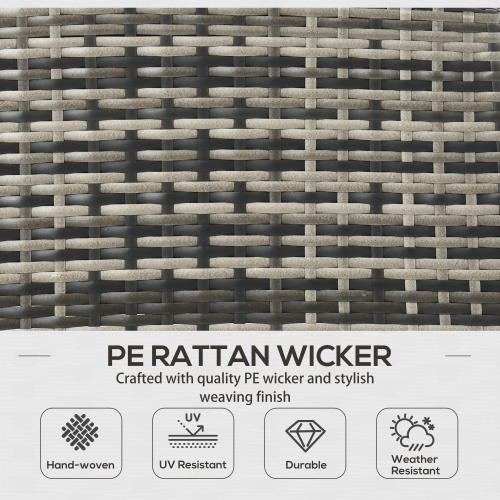 Outsunny 6 Piece Patio Furniture Set with Patio Chairs, Ottomans, Sofa, Glass Top Table and Cushions, Wicker Rattan Outdoor Furniture Set for