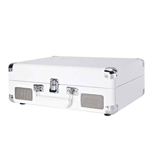 Tourne-disque Bluetooth rétro Curiosity d’ArkRocket avec 3 vitesses et haut-parleurs intégrés - Blanc