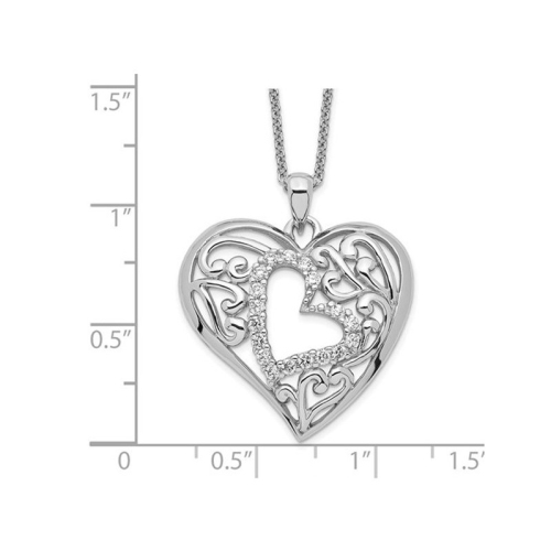 Forever In My Heart Pendant Necklace in Sterling Silver with Synthetic Cubic Zirconias