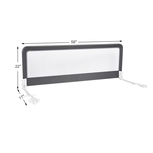 Gymax 59'' Breathable Baby Children Toddlers Bed Rail Guard Safety Swing Down Gray