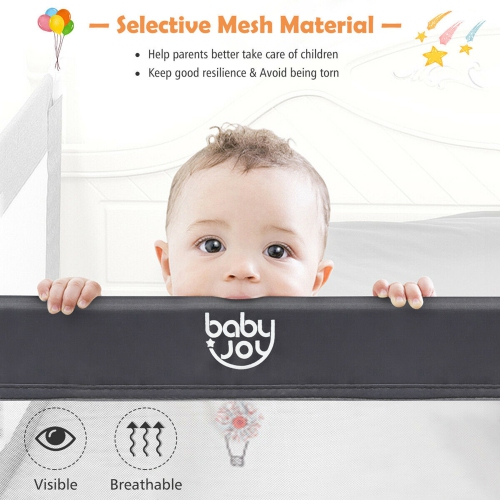 Gymax 59'' Breathable Baby Children Toddlers Bed Rail Guard Safety Swing Down Gray