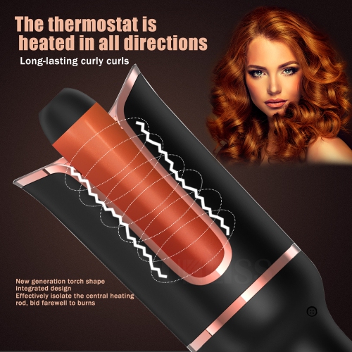 Hair Curler, Automatic Hair Curlers with Adjustable 4 Temperatures and Timed Reminders, Fast Heating Ceramic Automatic Curling Iron, Portable Hair