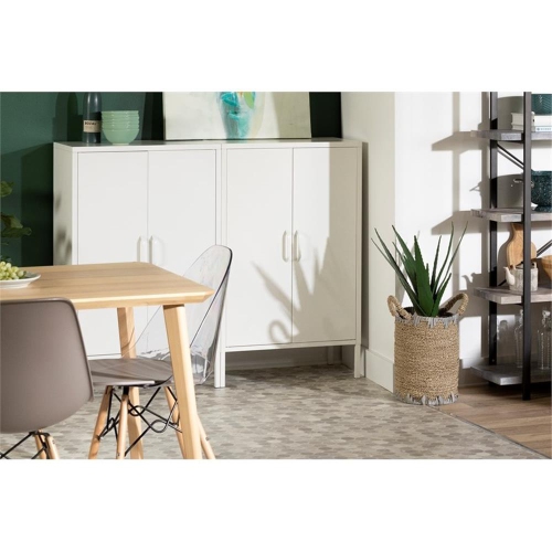South Shore Eddison 25.5"W Metal 2-Door Storage Cabinet in Pure White