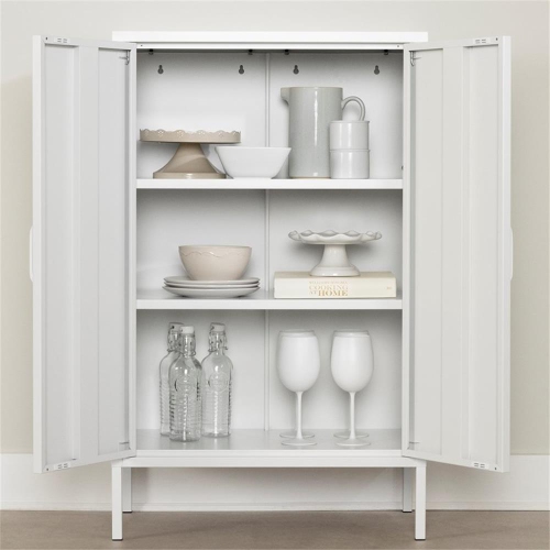 South Shore Eddison 25.5"W Metal 2-Door Storage Cabinet in Pure White