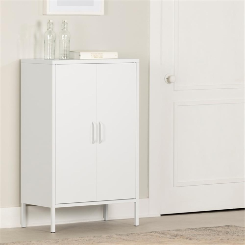 South Shore Eddison 25.5"W Metal 2-Door Storage Cabinet in Pure White