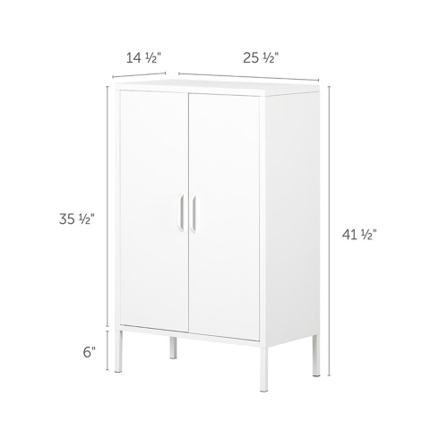South Shore Eddison 25.5"W Metal 2-Door Storage Cabinet in Pure White