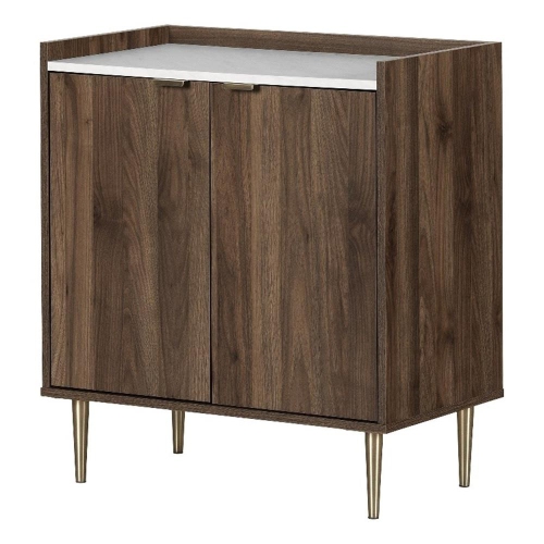 SOUTH SHORE CANADA  South Shore 2-Door Storage Cabinet Natural Walnut And Faux Carrara Marble Hype