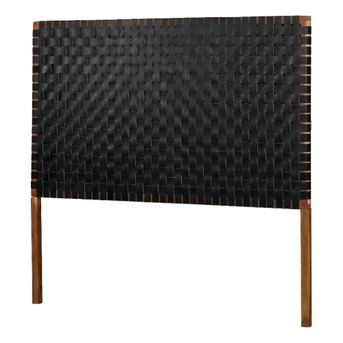 South Shore – tête de lit en cuir tissé Balka de 63.5 po de large, fini noir mat