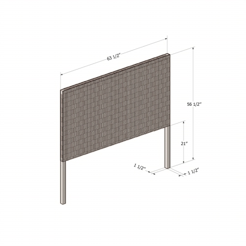 South Shore Balka 63.5"W Woven Leather Headboard in Matte Black Finish