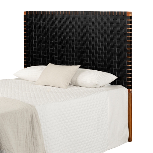 South Shore Balka 63.5"W Woven Leather Headboard in Matte Black Finish