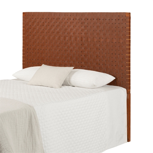 South Shore Balka 63.5"W Woven Leather Headboard in Brown Finish