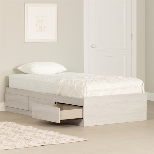 South Shore 40.5"W Mates Bed with 3 Drawers in Winter Oak/White Finish