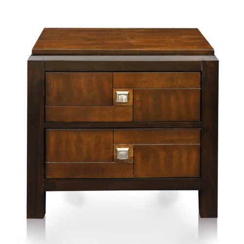 Furniture of America Delia Transitional Wood 2-Drawer Nightstand in Walnut