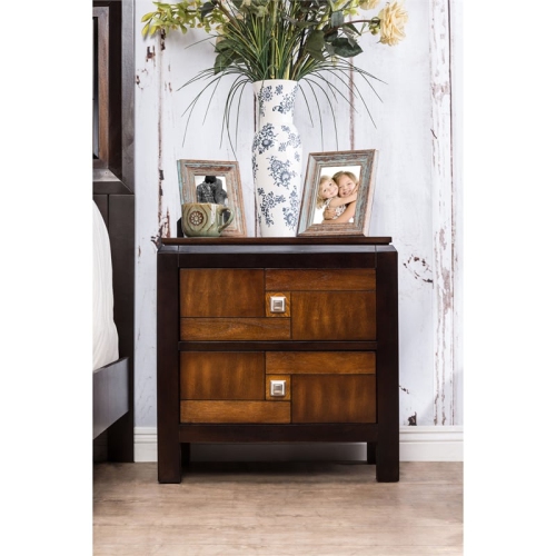 Furniture of America Delia Transitional Wood 2-Drawer Nightstand in Walnut