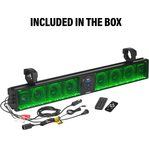 Boss BRT36RGB barre de son VTT/VUTT cotée IPX5, amplificateur de classe A/B intégré, Bluetooth interne, 36 po